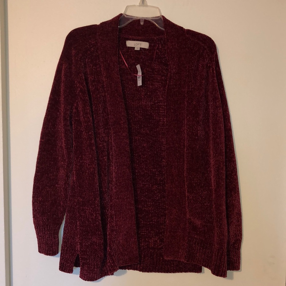 Loft Cardigan; Maroon Colored